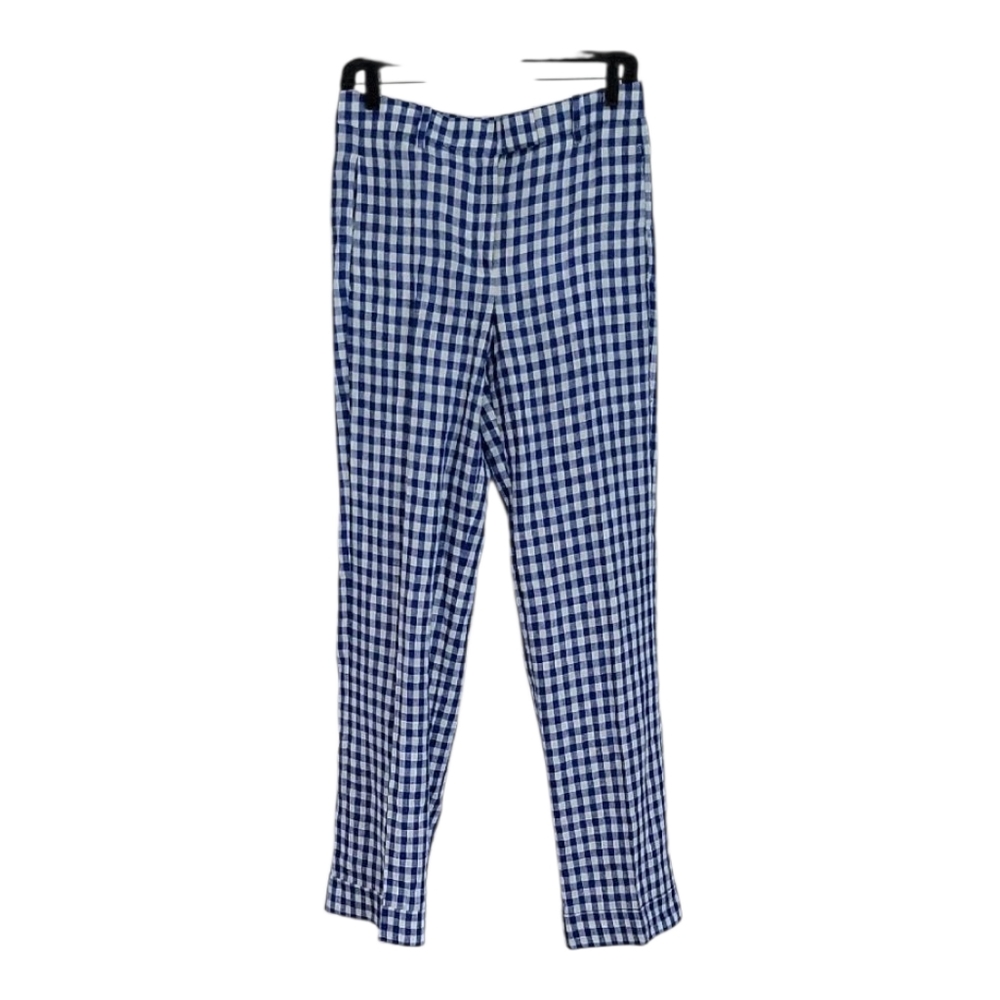 J. Crew Linen Petite Blue Gingham Pants Size 4P - Picture 3 of 11